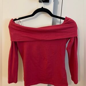 Abercrombie & Fitch - Off-Shoulder Red Long Sleeve Top